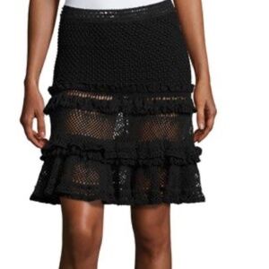 Jonathan Simkhai Ruffle Crochet Tiered Mini Skirt XS